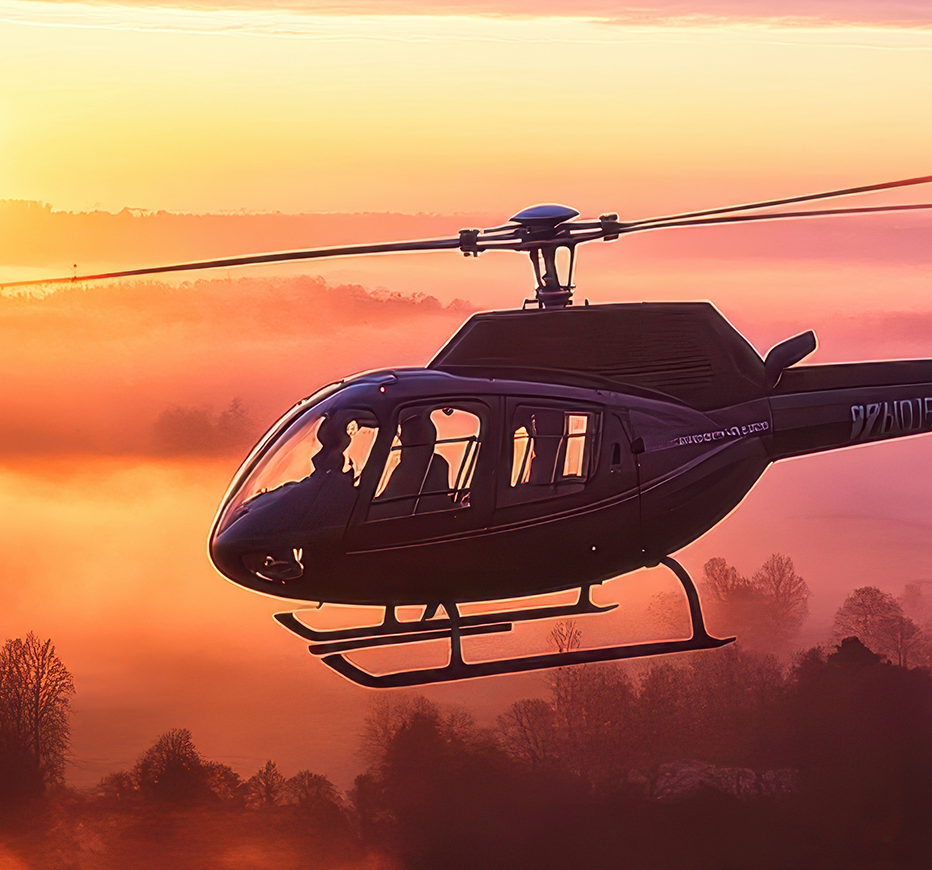 helicopter-flying-clouds-sunset-golden-hour